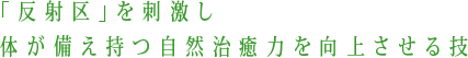 「反射区」を刺激し体が備え持つ自然治癒力を向上させる技
